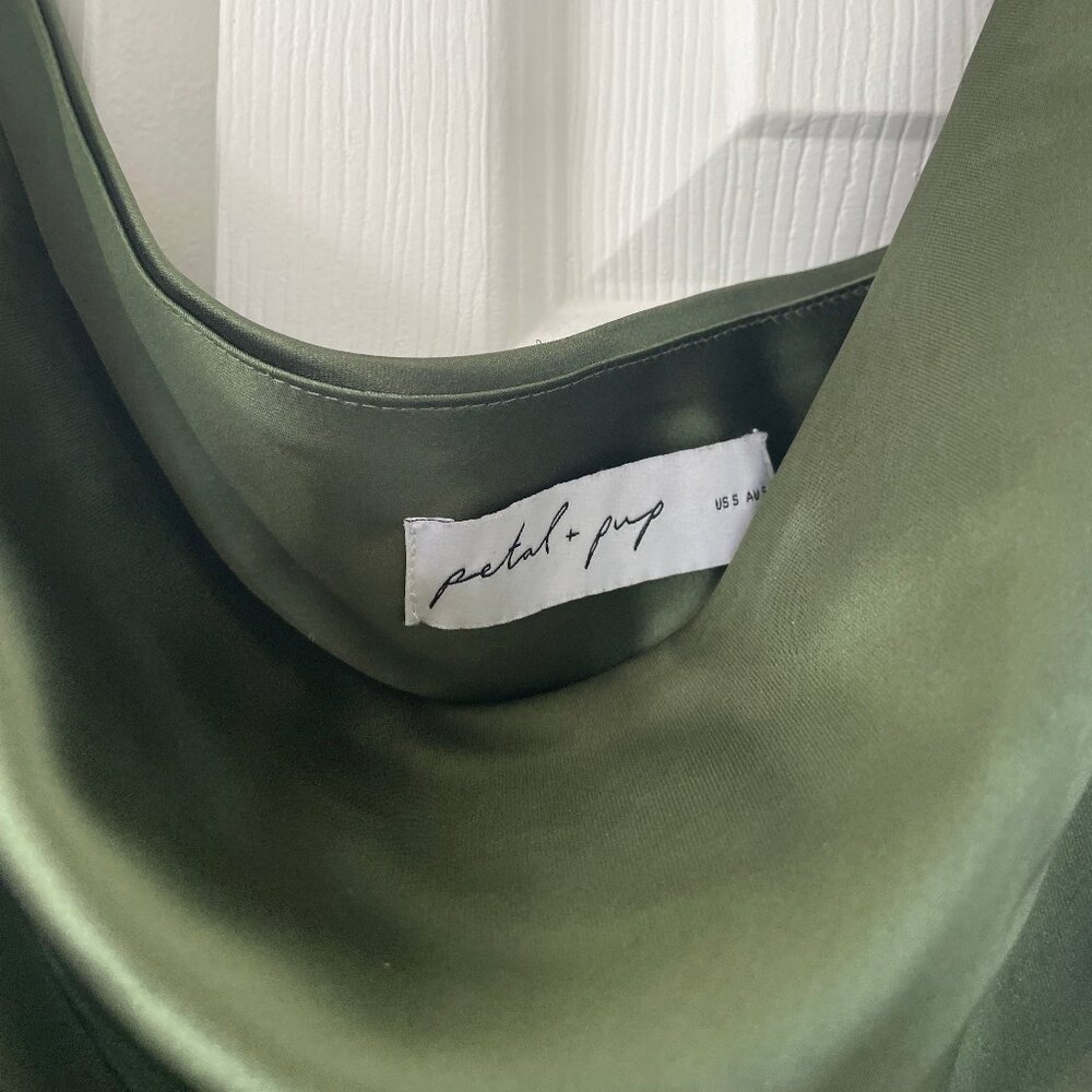 Petal & Pup Selma One-Shoulder Satin Gown | Size S - Picture 3 of 6